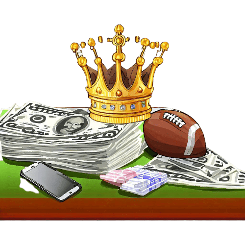 A king's crown, wads of cash, a telephone and an American football
