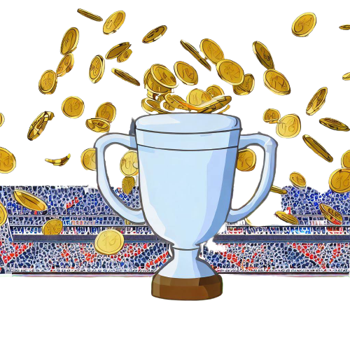 A football cup and coins