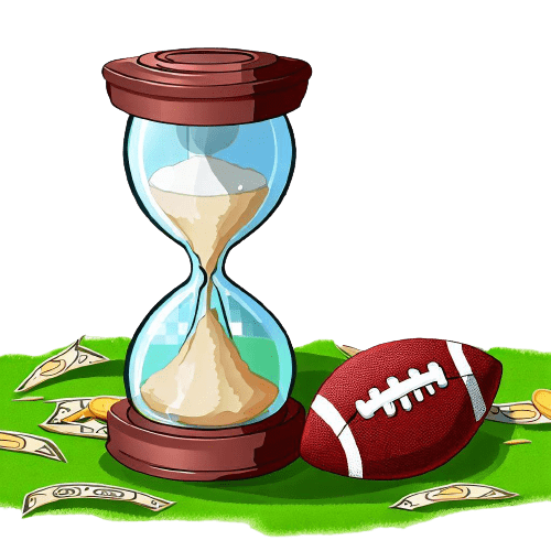 An hourglass next to an American football