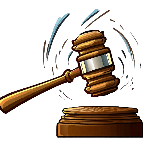 A judge's gavel and a base
