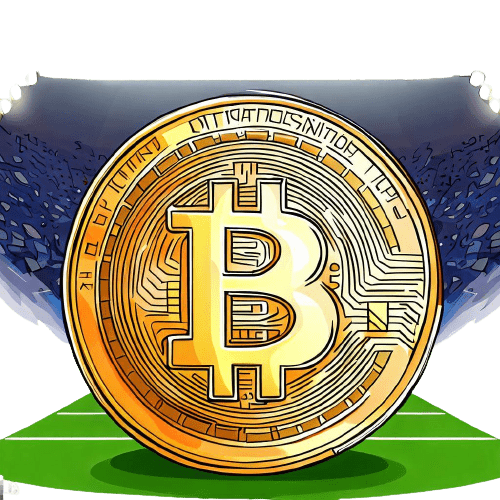 Bitcoin on a football pitch